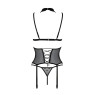 Корсет з відкритими грудьми Passion DOMINICA CORSET S/M black, пажі для панчіх, стрінги