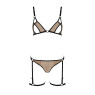 Еротичний комплект спідньої білизни Passion GABI SET XXL/XXXL beige, трусики з гартерами