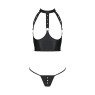 Комплект білизни з відкритими грудьми Passion GENEVIA SET WITH OPEN BRA XXL/XXXL black, корсет, стрі