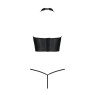 Комплект білизни з відкритими грудьми Passion GENEVIA SET WITH OPEN BRA XXL/XXXL black, корсет, стрі