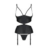Корсет з відкритими грудьми Passion JANNIES CORSET L/XL black, стрінги в наборі