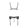Комплект білизни Passion NESSY SET L/XL black, бюстгальтер, пояс для панчіх, стрінги