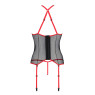 Корсет з пажами Passion SATARA CORSET S/M red, стрінги, мереживо, застібки спереду та ззаду