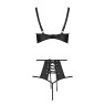 Комплект білизни Passion TASMINA SET L/XL black, ліф, високі трусики з корсетом ззаду