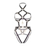 Портупея-тедді з екошкіри Leg Avenue Heart ring harness teddy L Black, підвіска-сердечко, ланцюги
