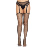 Панчохи-сітка Leg Avenue Net stockings with garter belt One size Black, пояс, підв’язки