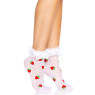 Шкарпетки жіночі з полуничним принтом Leg Avenue Strawberry ruffle top anklets One size, мереживні м