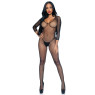 Бодістокінг Leg Avenue V Front Bodystocking One size Black, дрібна сітка, доступ