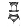 Комплект білизни Obsessive Donna Dream 3-pcs set M/L Black, бюстгальтер, стрінги, пояс для панчіх