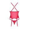 Прозорий корсет Obsessive Lacelove corset M/L Red, мереживо, підв’язки для панчіх