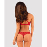 Комплект білизни Obsessive Lacelove cupless 2-pcs set XS/S Red, відкритий доступ, відкриті груди