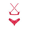 Комплект білизни Obsessive Lacelove cupless 2-pcs set XS/S Red, відкритий доступ, відкриті груди