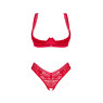 Комплект білизни Obsessive Lacelove cupless 2-pcs set M/L Red, відкритий доступ, відкриті груди