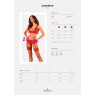 Комплект білизни Obsessive Lacelove cupless 3-pcs set XS/S Red, бюстгальтер, стрінги, пояс для панчіх