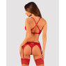Комплект білизни Obsessive Lacelove cupless 3-pcs set XL/2XL Red, бюстгальтер, стрінги, пояс для пан