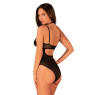 Прозоре боді Obsessive Selinne teddy XL/2XL Black, дрібна сітка, подвійні бретелі