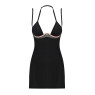 Сорочка Obsessive Selinne chemise & thong M/L Black, стрінги, подвійні бретелі
