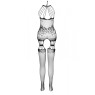 Бодістокінг з безліччю бретелей Passion BS095 One Size, red, імітація пояса та панчіх, з доступом