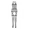 Бодістокінг з безліччю бретелей Passion BS095 One Size, white, імітація пояса та панчіх, з доступом