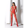 Бодістокінг з плетінням на грудях Passion BS099 One Size, red, відкритий доступ, імітація підв’язок
