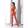 Бодістокінг з плетінням на животику Passion BS100 One Size, red, декоративний шов, з доступом