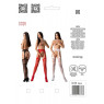 Еротичні колготки-бодістокінг зі шнурівкою на стегнах Passion S026 One Size, white, з доступом