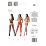 Еротичні ажурні колготки-бодістокінг Passion S029 One Size, red, пояс та панчохи, з доступом