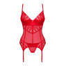 Комплект корсет та стрінги Obsessive Ingridia corset & thong XL/2XL, червоний