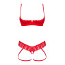 Комплект Obsessive Ingridia 2-pcs crotchless set XL/2XL, червоний, з доступом, відкриті груди
