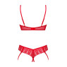 Комплект Obsessive Ingridia 2-pcs crotchless set XL/2XL, червоний, з доступом, відкриті груди