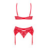 Комплект Obsessive Ingridia 3-pcs set XL/2XL, червоний, бюстгальтер, стрінги, пояс