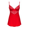 Пеньюар Obsessive Ingridia chemise & thong XL/2XL, червоний, сорочка, стрінги