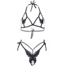 Еротичний комплект з відкритою чашкою Leg Avenue Open cup bra and pearl panty One Size Black