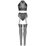 Еротичний комплект Leg Avenue Crop top and garter panty Black, топ, трусики з доступом, панчохи