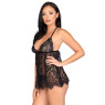 Сорочка бебі-дол Leg Avenue Floral lace babydoll & string Black M, стрінги
