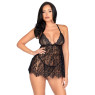 Сорочка бебі-дол Leg Avenue Floral lace babydoll & string Black M, стрінги