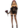 Еротичний костюм чорної нареченої Leg Avenue Heartbreak Bride XS, боді, рукави, вуаль, чокер