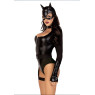 Еротичний костюм кішечки Leg Avenue Fierce Feline XS, боді, пояс з підв’язкою, маска кішки