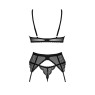 Комплект Obsessive Chemeris 3-шт set XL/2XL, стрінги, пояс для панчіх, бюстгальтер