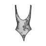Боді Noir Handmade F242 Tulle body with patterned flock embroidery - XL