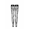 Панчохи Noir Handmade F243 Tulle stockings with patterned flock embroidery - XXL