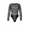 Боді Noir Handmade F296 Psyche bodysuit of lace and wetlook - S