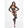 Боді Noir Handmade F296 Psyche bodysuit of lace and wetlook - 3XL