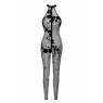 Бодістокінг Noir Handmade F315 Ego flocked mesh halter catsuit - XXL