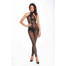 Бодістокінг Noir Handmade F315 Ego flocked mesh halter catsuit - 3XL