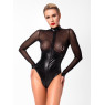 Боді Noir Handmade F321 Edge wetlook and mesh body with rings - M
