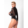 Боді Noir Handmade F321 Edge wetlook and mesh body with rings - XL