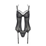 Корсет Passion DROSERA CORSET black, XXL/XXXL, з кріпленнями для панчіх, трусики в комплекті