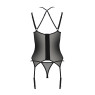 Корсет Passion DROSERA CORSET black, XXL/XXXL, з кріпленнями для панчіх, трусики в комплекті
