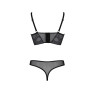 Комплект Passion DROSERA SET black, L/XL, сітка+мереживо, бюстьє та трусики танга